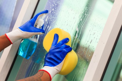 Office cleaning team working in a Kensington business workspace