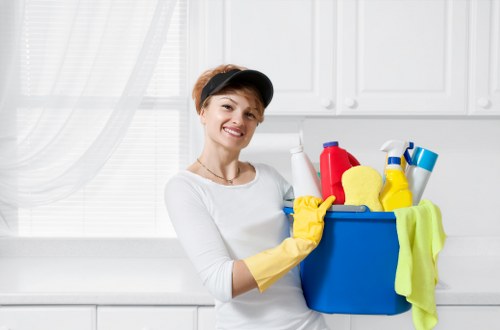 Local deep cleaning team working in a Kensington property with care