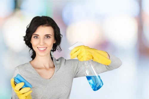 Professional cleaner working under service terms and waste regulations